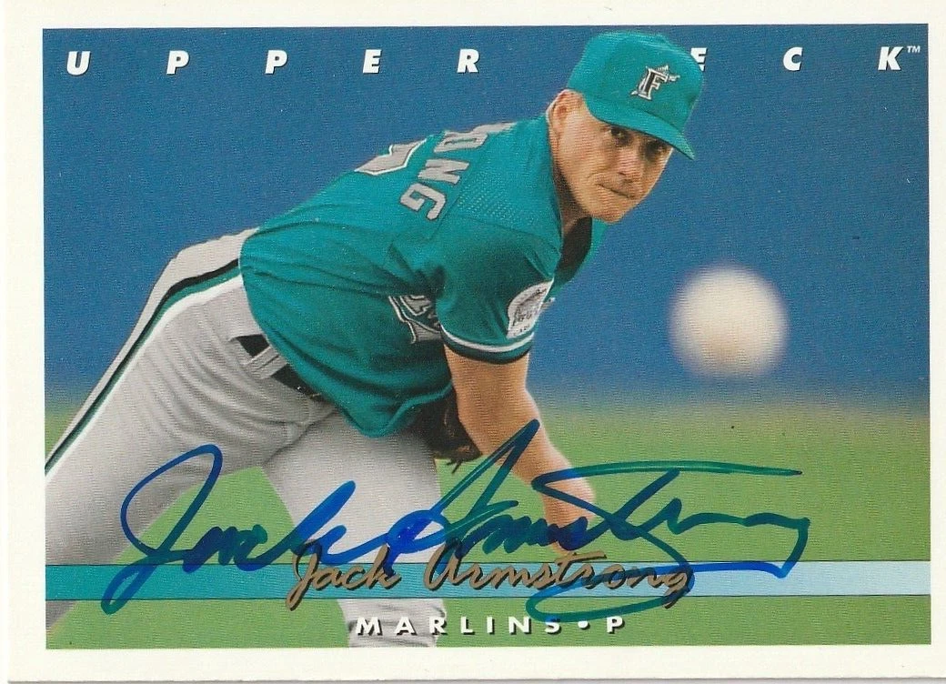 JACK ARMSTRONG  FLORIDA MARLINS  SIGNED 1993 UPPER DECK CARD #758