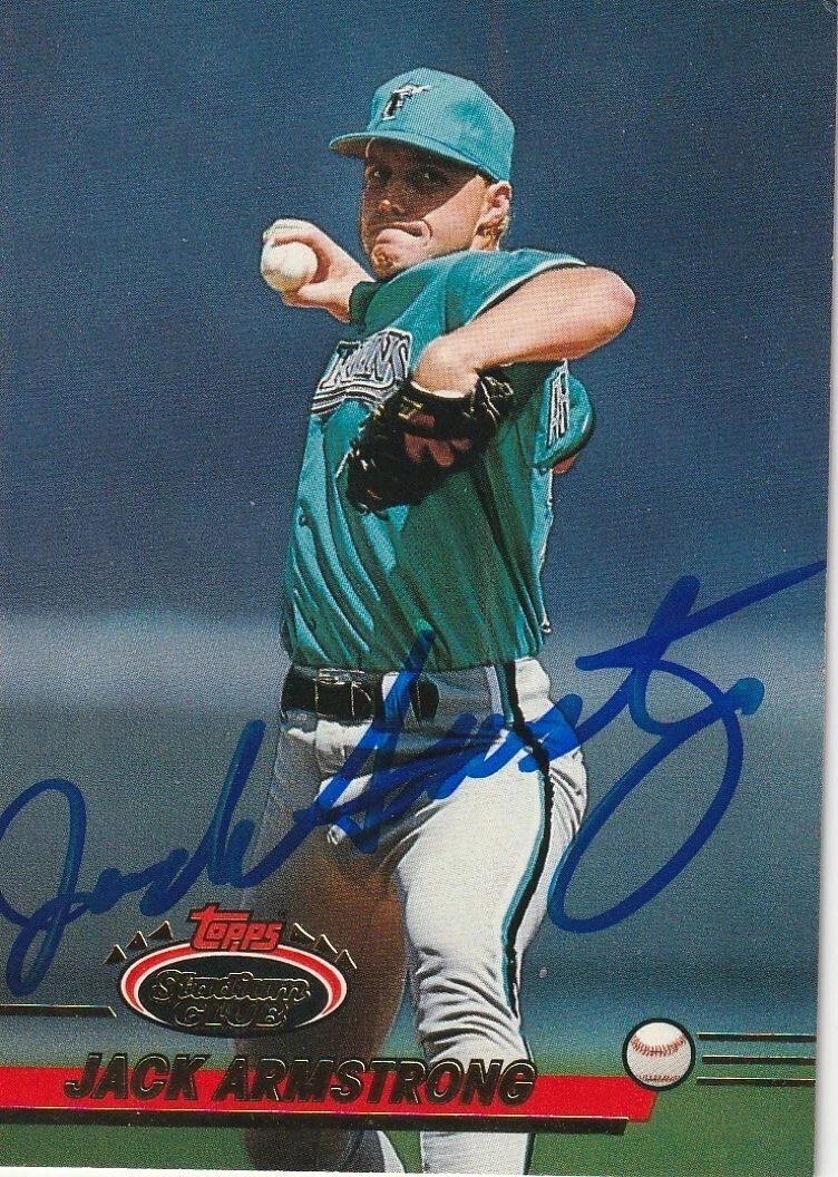JACK ARMSTRONG FLORIDA MARLINS SIGNED 1993 TOPPS STADIUM CARD #567