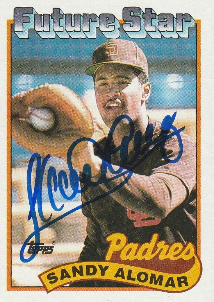 SANDY ALOMAR JR  SAN DIEGO PADRES  SIGNED 1989 TOPPS  CARD #648