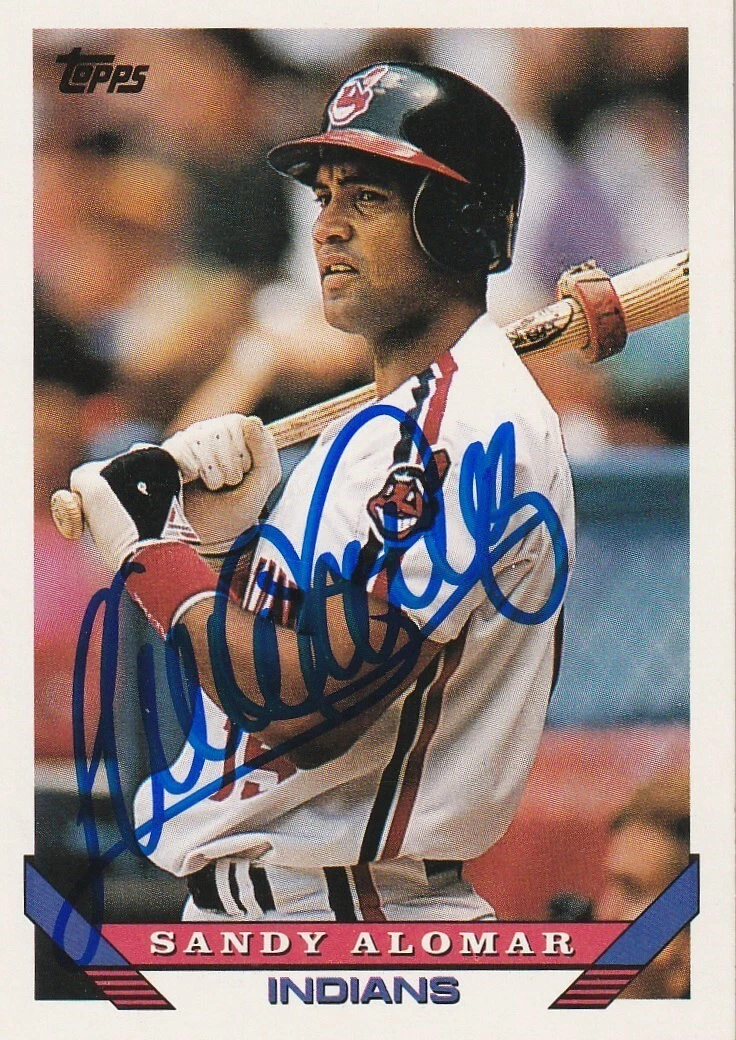 SANDY ALOMAR JR  CLEVELAND INDIANS  SIGNED 1993 TOPPS  CARD #85