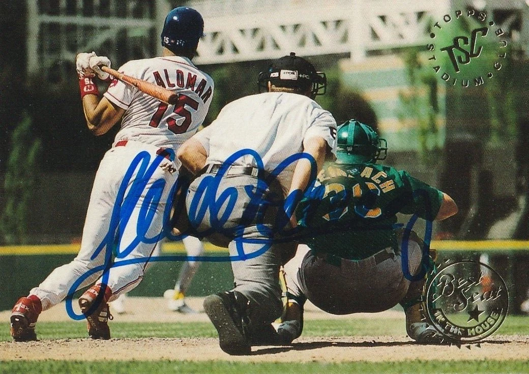SANDY ALOMAR JR  CLEVELAND INDIANS  SIGNED 1995 TOPPS STADIUM  CARD #217