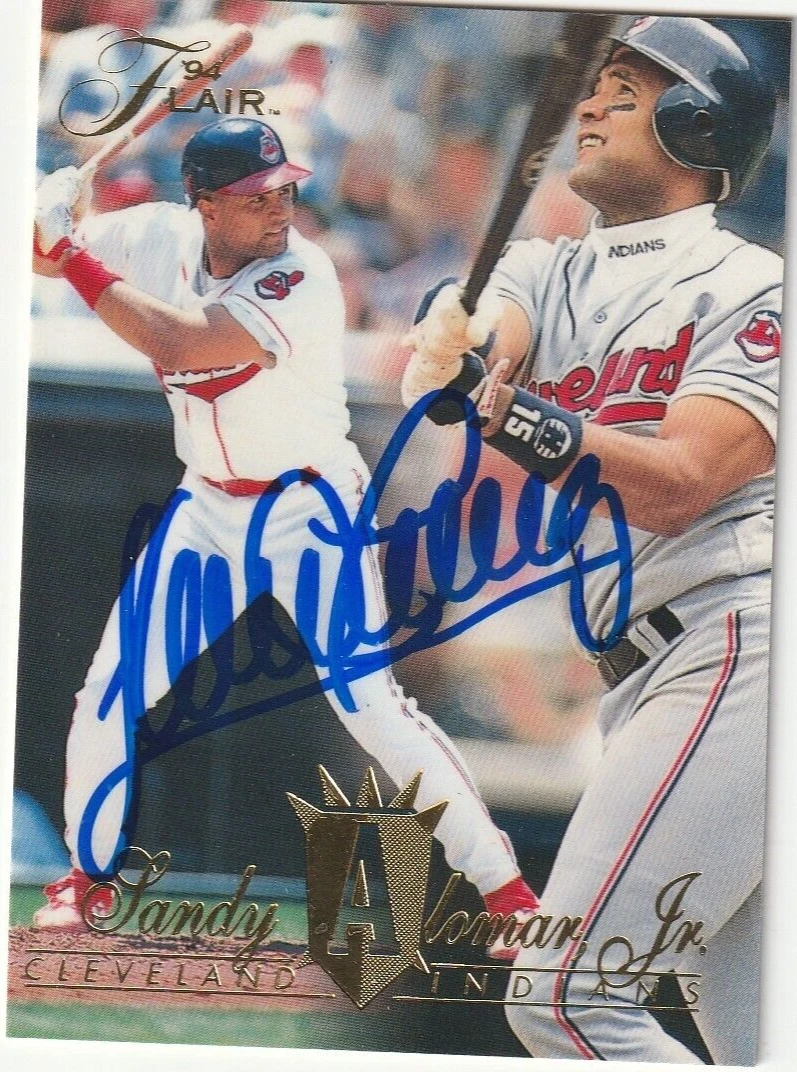 SANDY ALOMAR JR  CLEVELAND INDIANS  SIGNED 1994 FLAIR  CARD #282