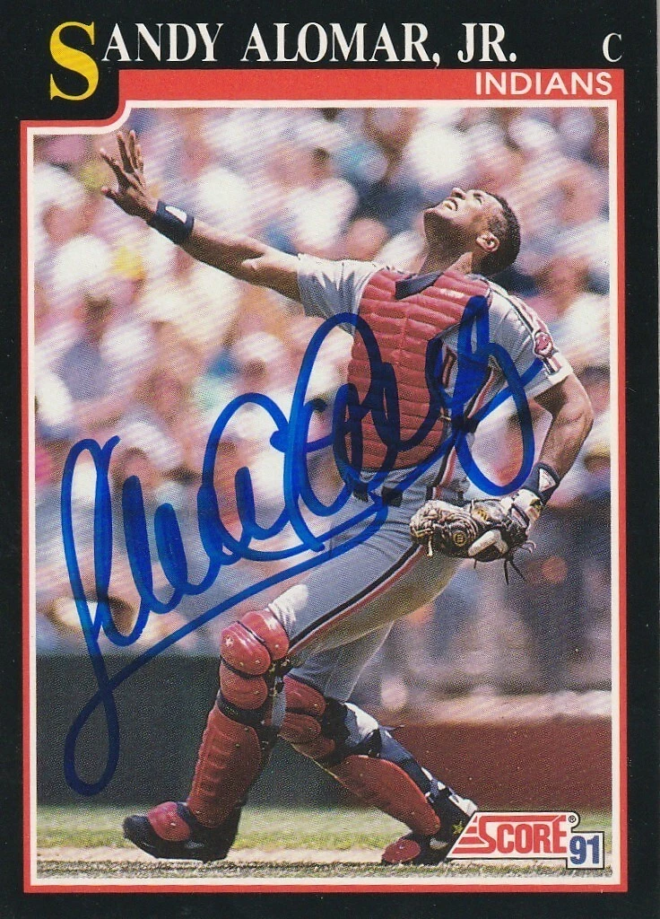 SANDY ALOMAR JR  CLEVELAND INDIANS  SIGNED 1991 SCORE  CARD #793