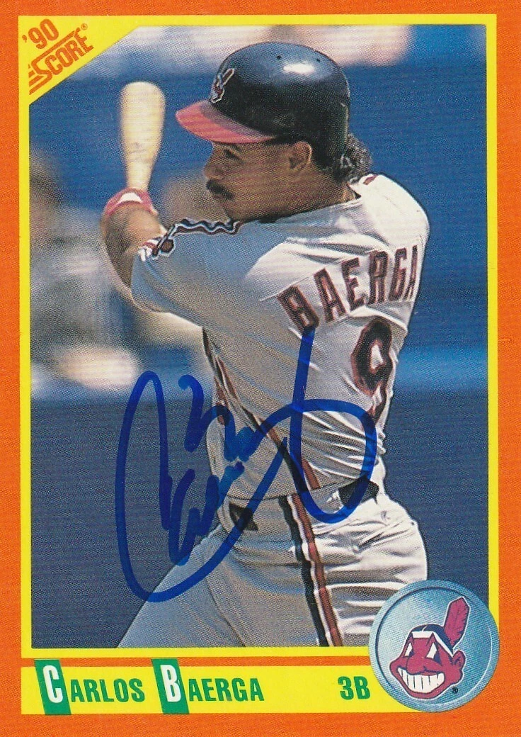 CARLOS BAERGA CLEVELAND INDIANS  SIGNED 1990 SCORE TRADED CARD #74T