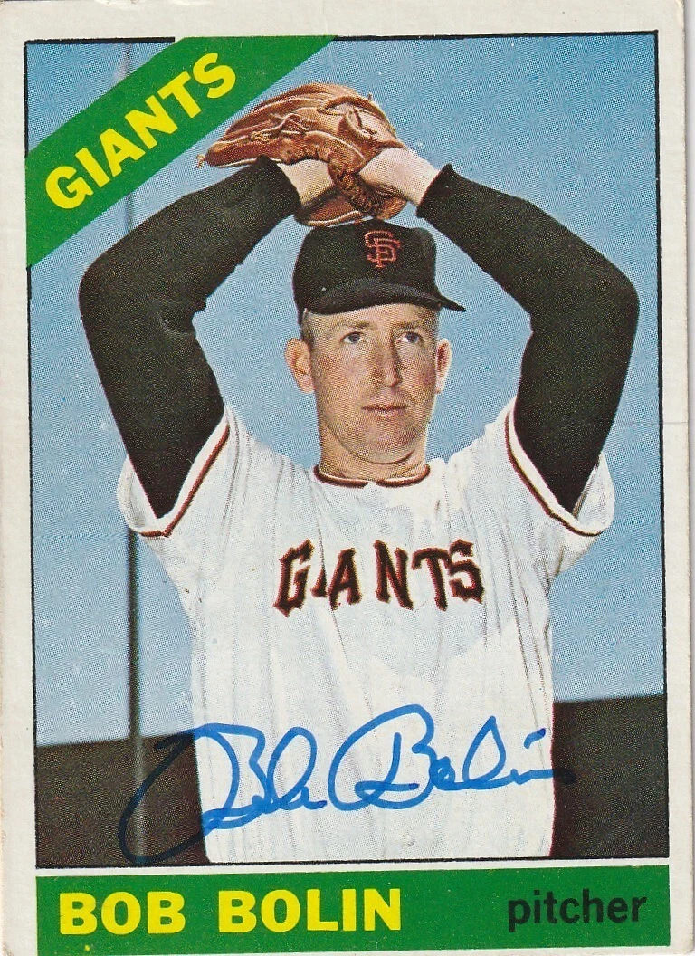 BOBBY BOLIN  SAN FRANCISO GIANTS  SIGNED 1966 TOPPS CARD #61