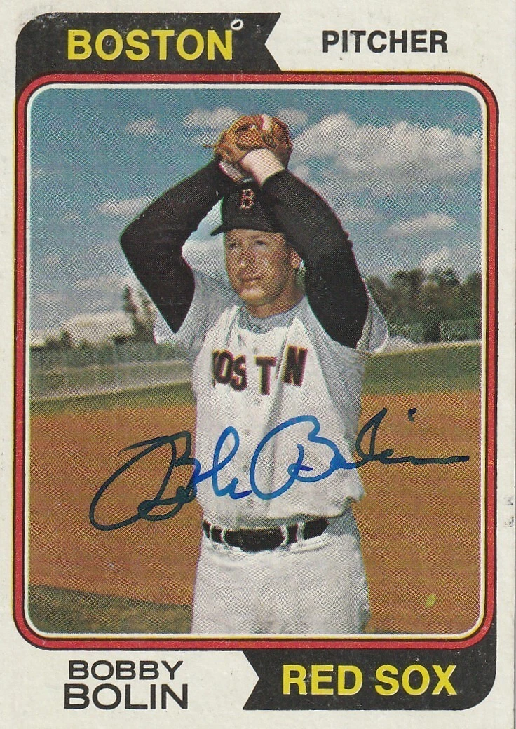 BOBBY BOLIN  BOSTON RED SOX  SIGNED 1974 TOPPS CARD #427