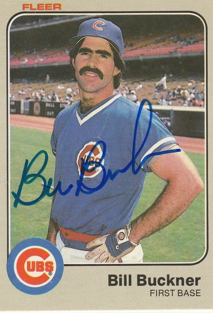 BILL BUCKNER CHICAGO CUBS  SIGNED 1983 FLEER  CARD #492