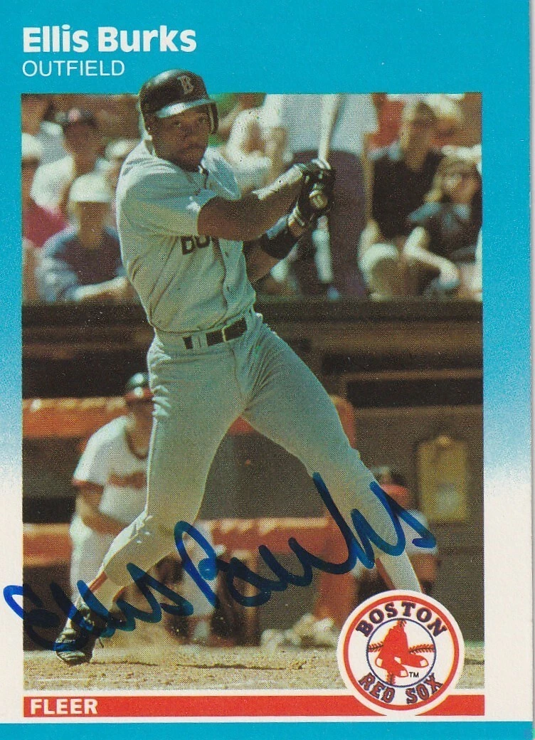 ELLIS BURKS BOSTON RED SOX SIGNED 1987 FLEER UPDATE CARD #U-15