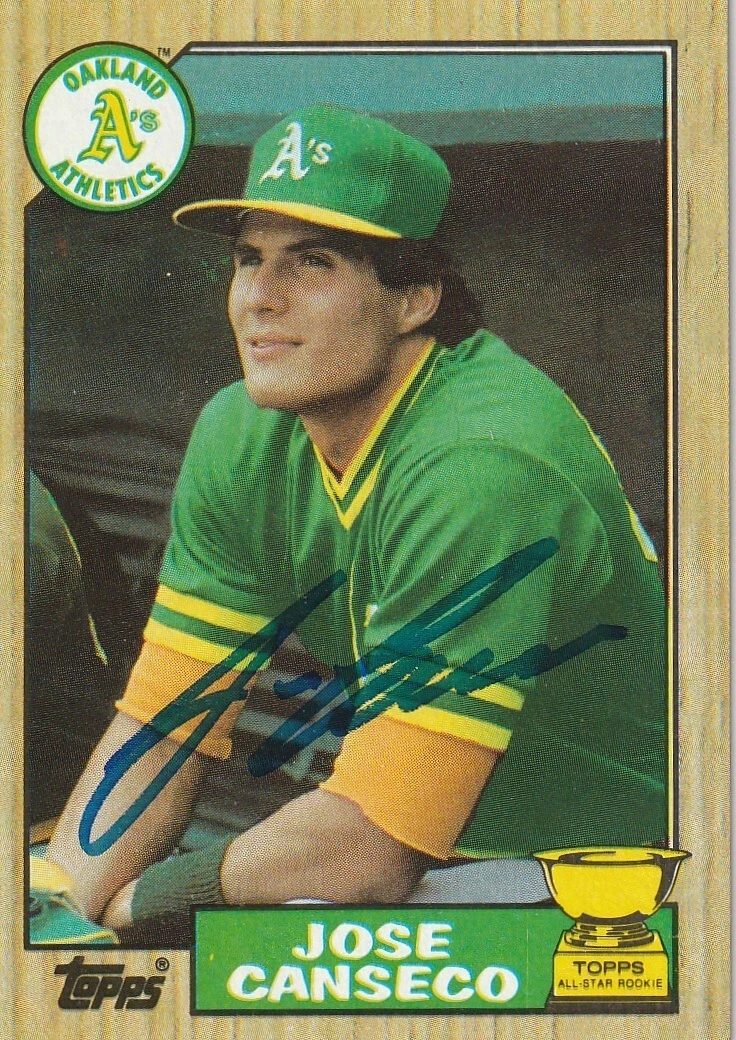 JOSE CANSECO OAKLAND A'S  SIGNED 1987 TOPPS  CARD #620
