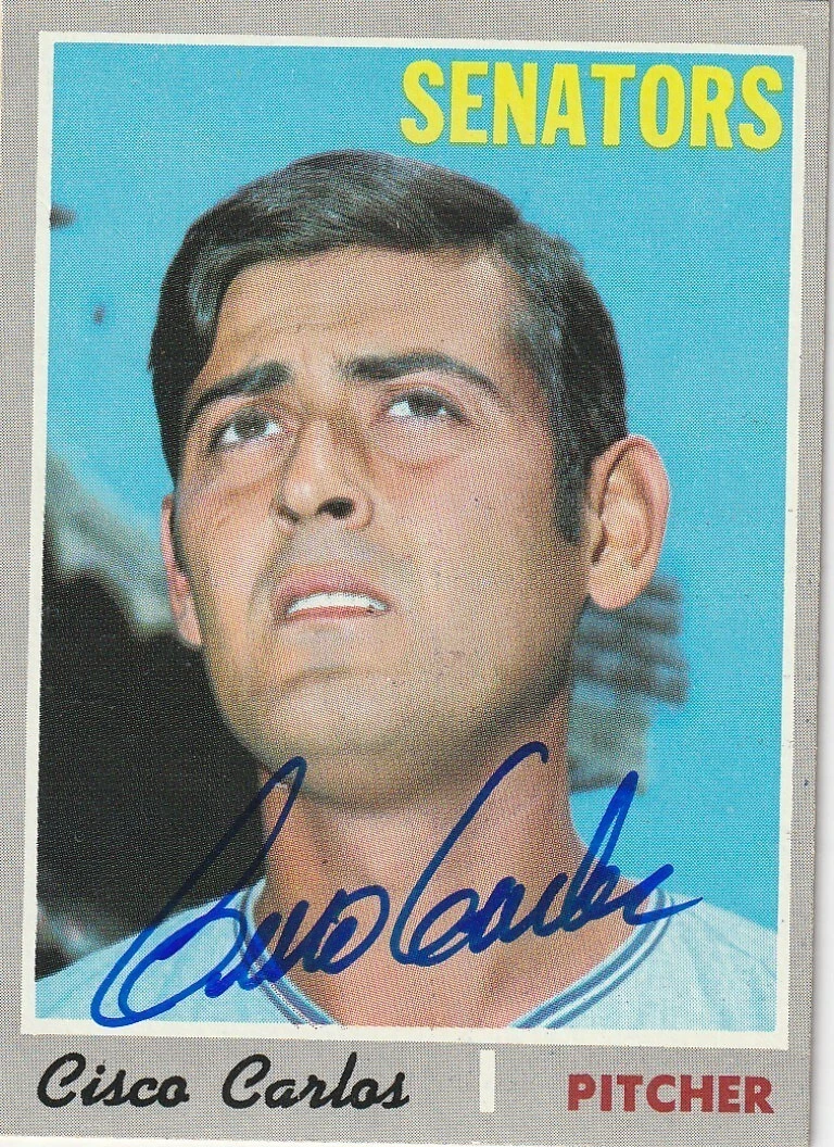 CISCO CARLOS  WASHINGTON SENATORS  SIGNED 1970 TOPPS CARD #487