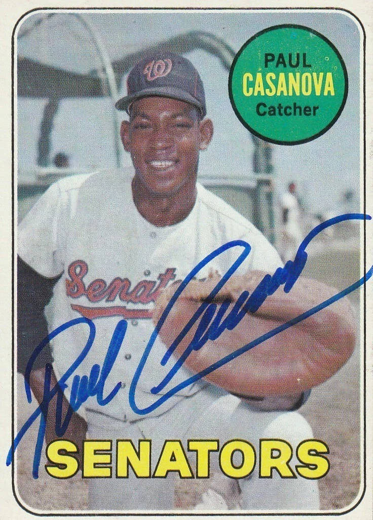 PAUL CASANOVA  WASHINGTON SENATORS  SIGNED 1969 TOPPS CARD #486