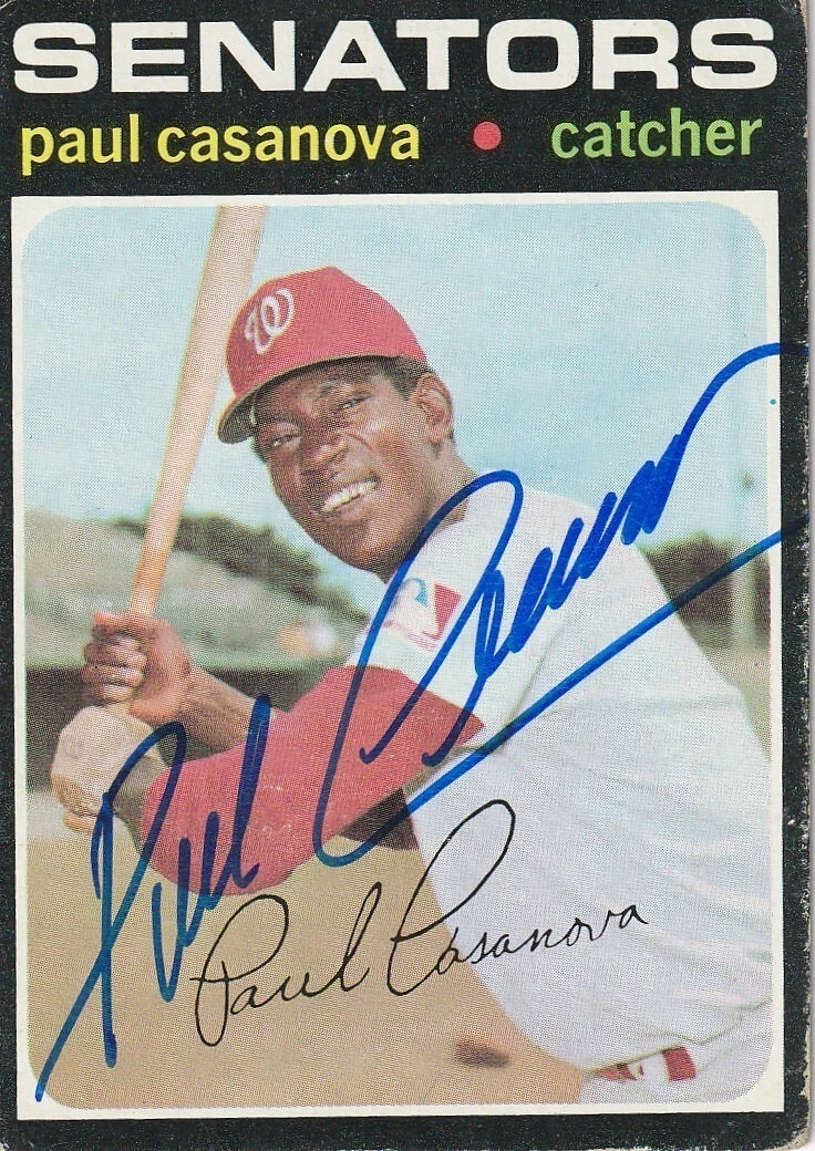 PAUL CASANOVA  WASHINGTON SENATORS  SIGNED 1971 TOPPS CARD #139