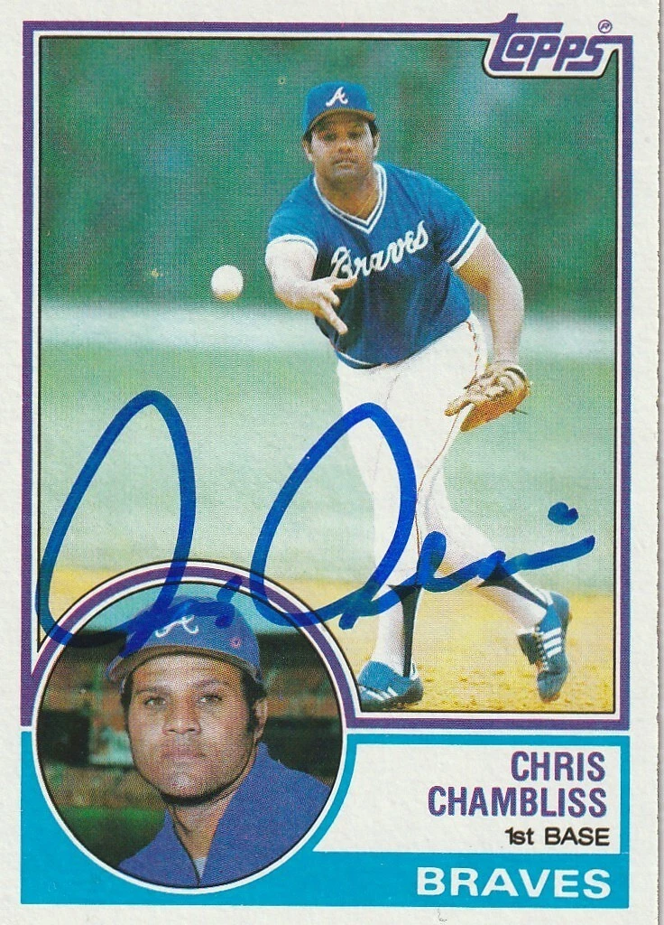 CHRIS CHAMBLISS  ATLANTA BRAVES  SIGNED 1983 TOPPS CARD #792