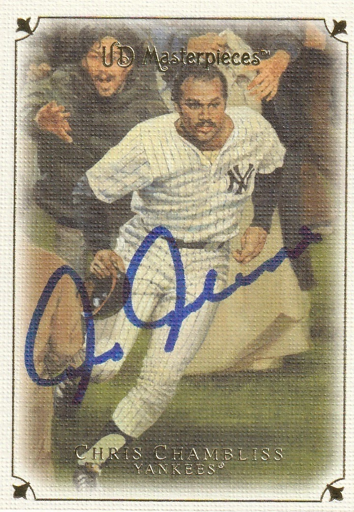 CHRIS CHAMBLISS NEW YORK YANKEES  SIGNED  2007 UPPER DECK MASTERPIECES CARD #81