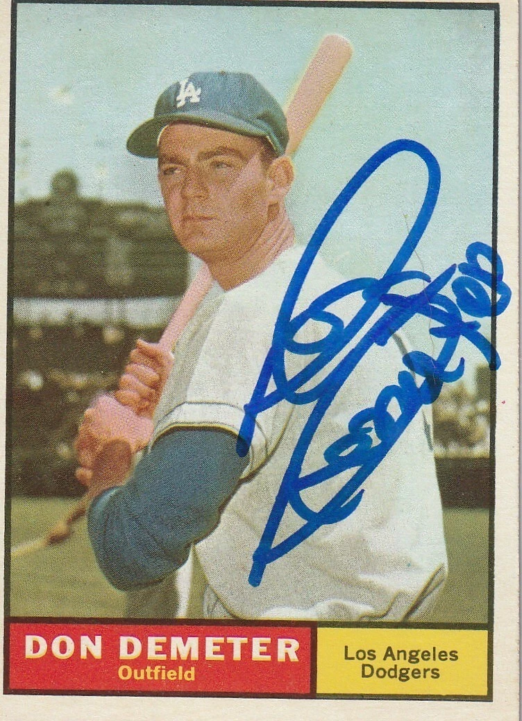 DON DEMETER LOS ANGELES DODGERS  SIGNED 1961 TOPPS CARD #23