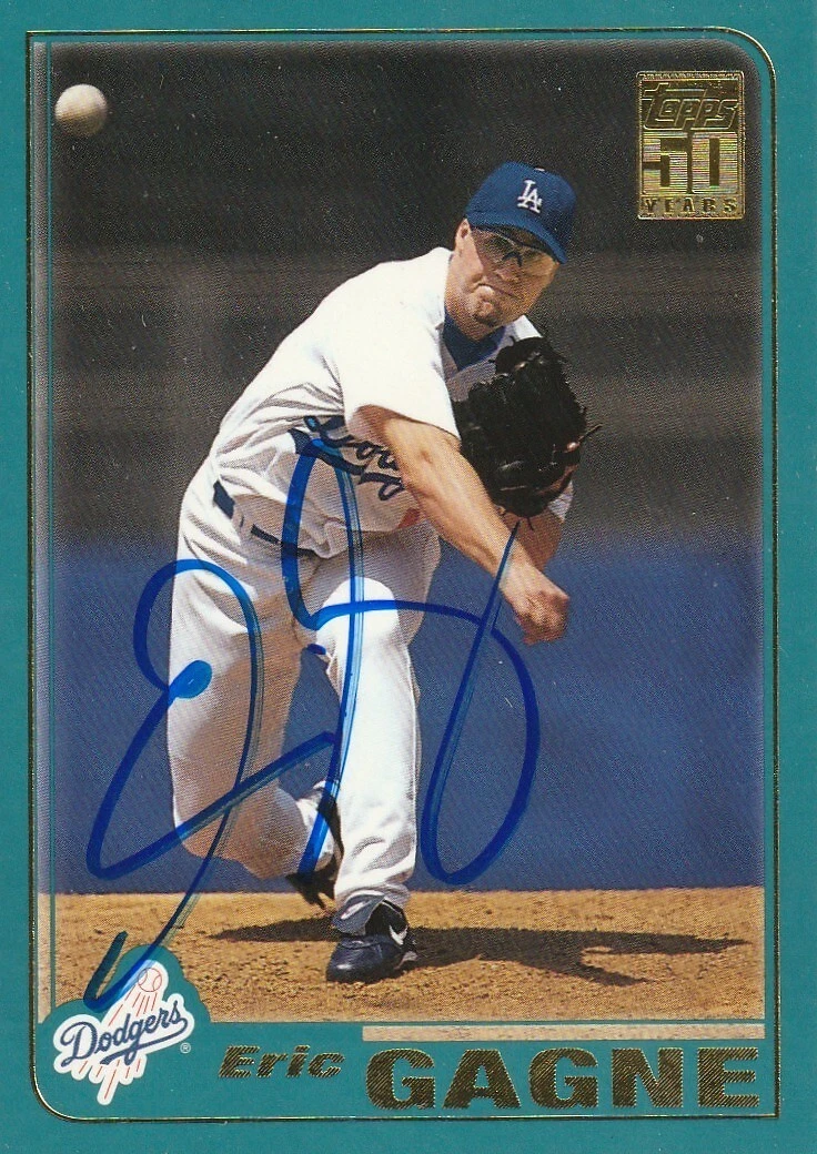 ERIC GAGNE LOS ANGELES DODGERS  SIGNED 2001 TOPPS  CARD #447