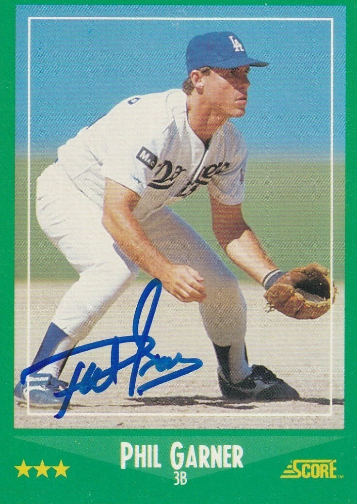 PHIL GARNER LOS ANGELES DODGERS SIGNED 1988 SCORE CARD #431