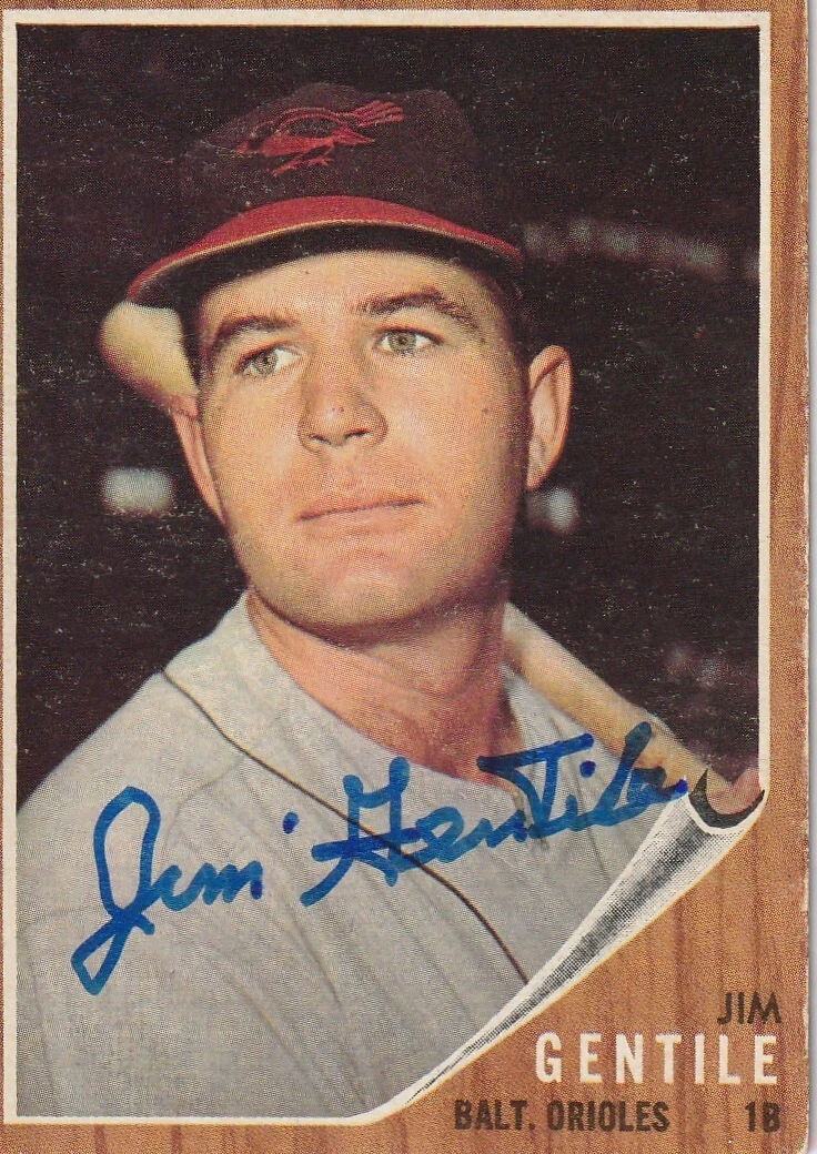JIM GENTILE BALTIMORE ORIOLES SIGNED 1962 TOPPS CARD #290