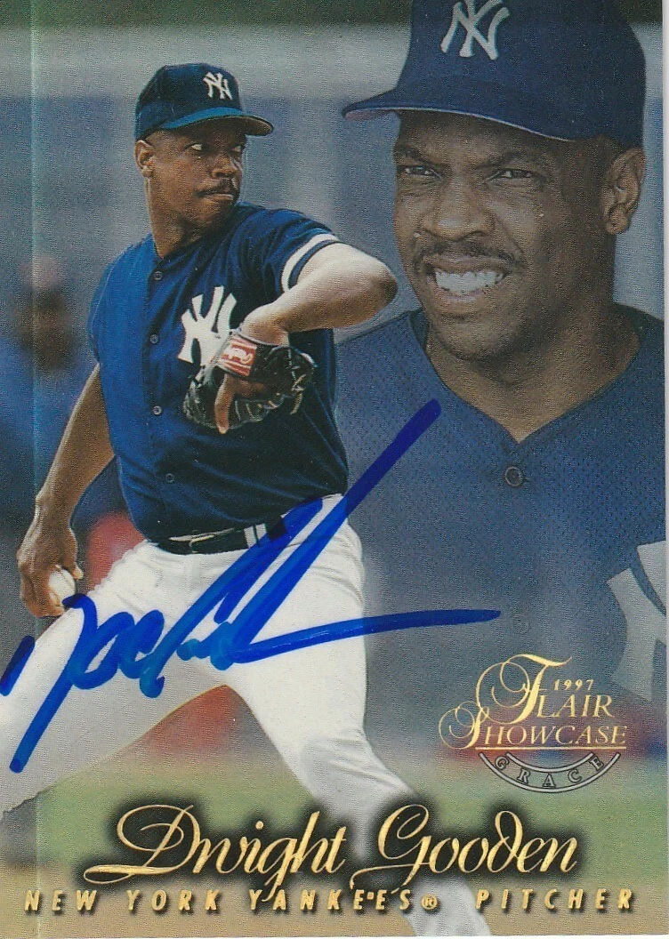 DWIGHT GOODEN NEW YORK YANKEES  SIGNED 1997 FLAIR SHOWCASE CARD #111