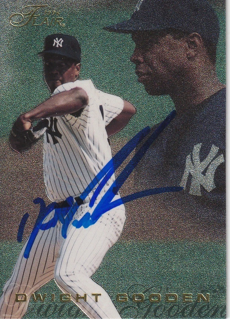 DWIGHT GOODEN NEW YORK YANKEES  SIGNED 1996 FLAIR  CARD #128