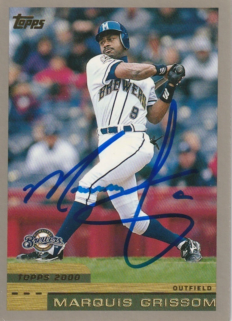 MARQUIS GRISSOM MILWAUKEE BREWERS  SIGNED 2000 TOPPS CARD #246