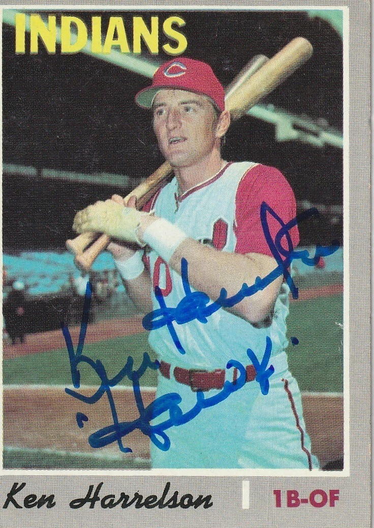 KEN HARRELSON CLEVELAND INDIANS  SIGNED 1970 TOPPS CARD #545