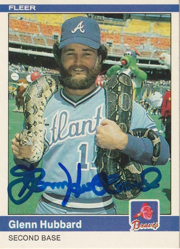 GLENN HUBBARD ATLANTA BRAVES  SIGNED 1984 FLEER CARD #182