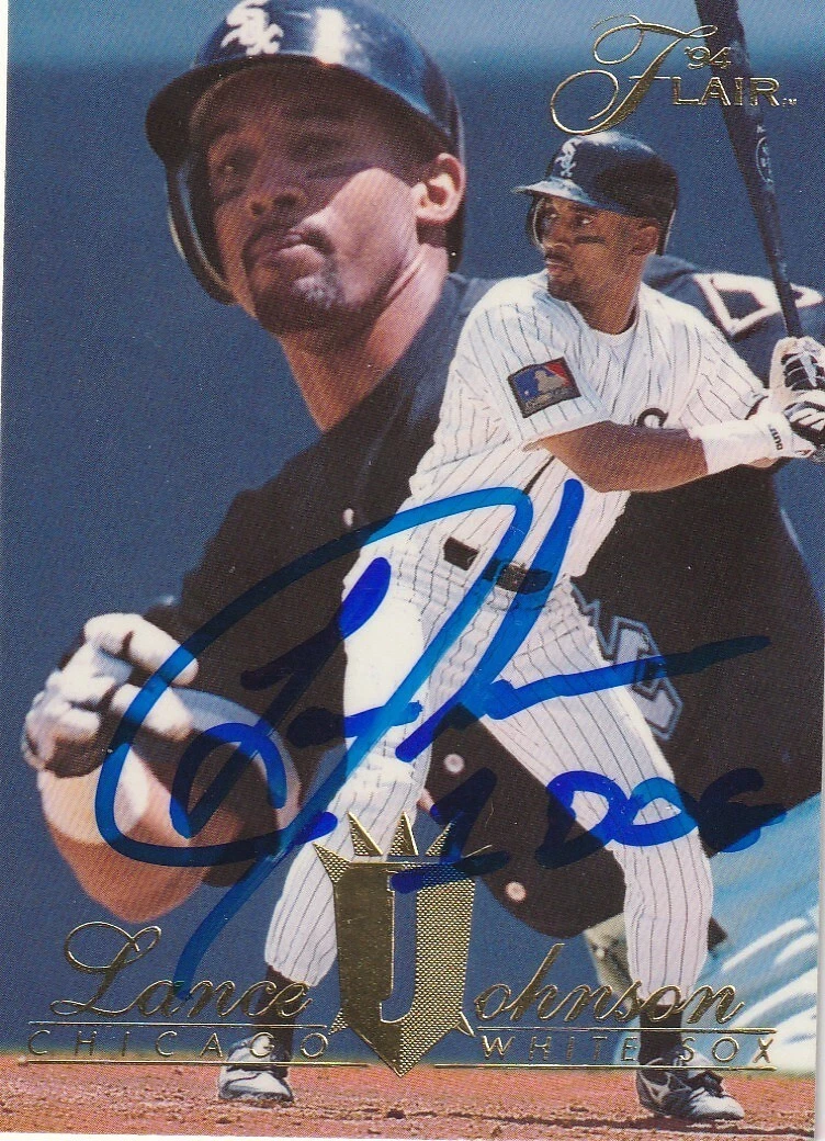 LANCE JOHNSON CHICAGO WHITE SOX  SIGNED 1994 FLAIR CARD #278