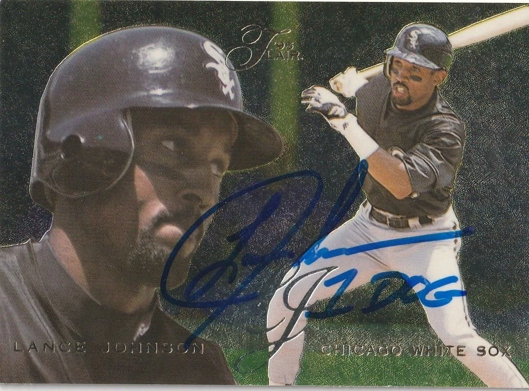 LANCE JOHNSON CHICAGO WHITE SOX  SIGNED 1995 FLAIR CARD #246