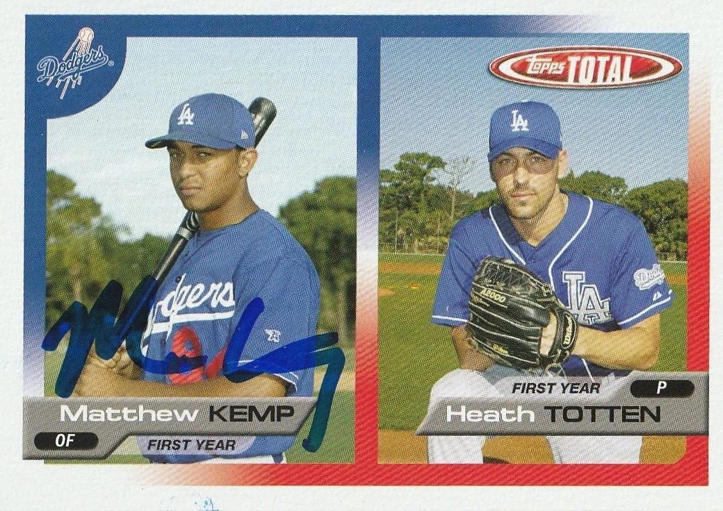 MATT KEMP LOS ANGELES DODGERS  SIGNED 2005 TOPPS TOTAL CARD #744