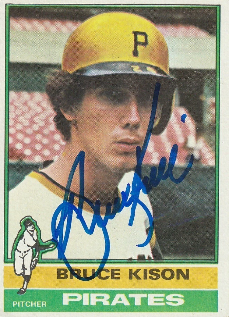 BRUCE KISON PITTSBURGH PIRATES SIGNED 1976 TOPPS CARD #161