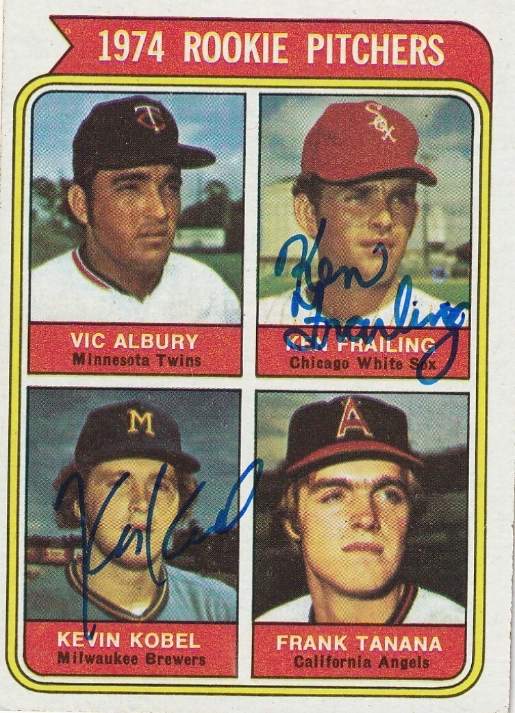 KEVIN KOBEL / KEN FRAILING BREWERS / WHITE SOX SIGNED 1974 TOPPS CARD #605