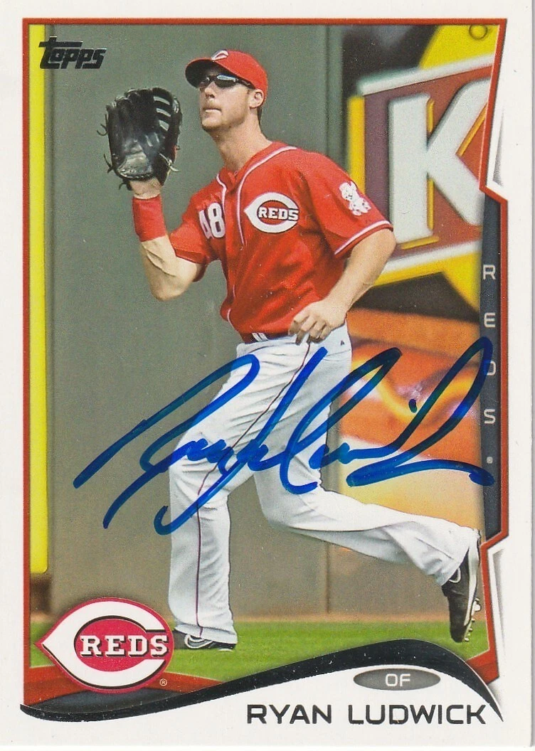 RYAN LUDWICK CINCINNATI REDS  SIGNED 2014 TOPPS CARD #583