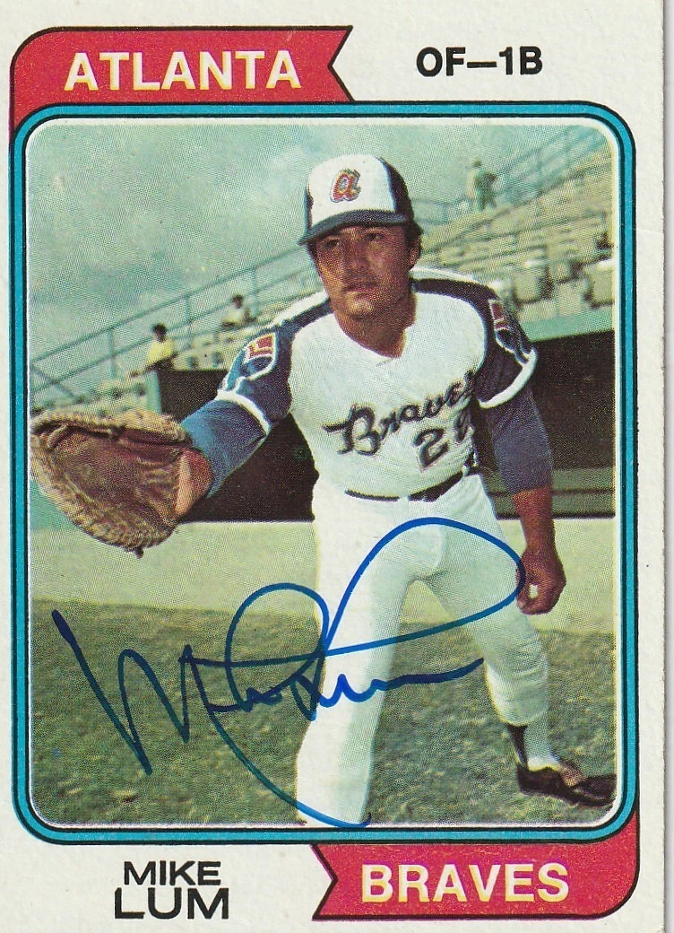 MIKE LUM ATLANTA BRAVES SIGNED 1974 TOPPS CARD #227