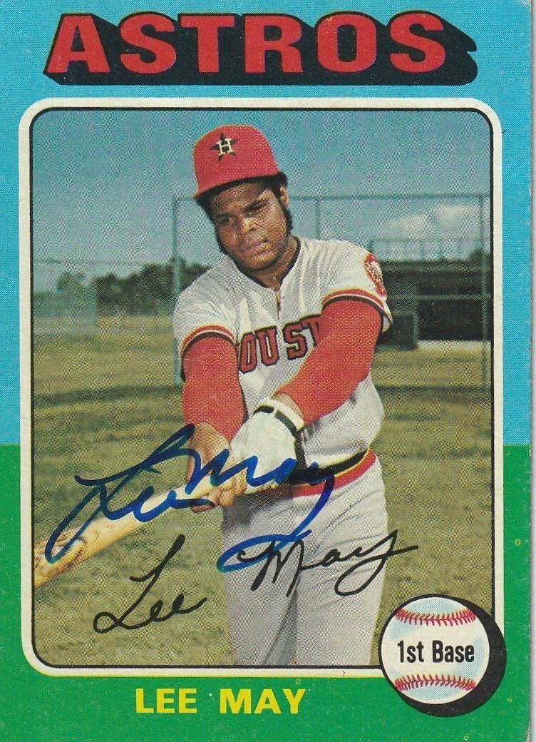 LEE MAY HOUSTON ASTROS  SIGNED 1975 TOPPS CARD #25