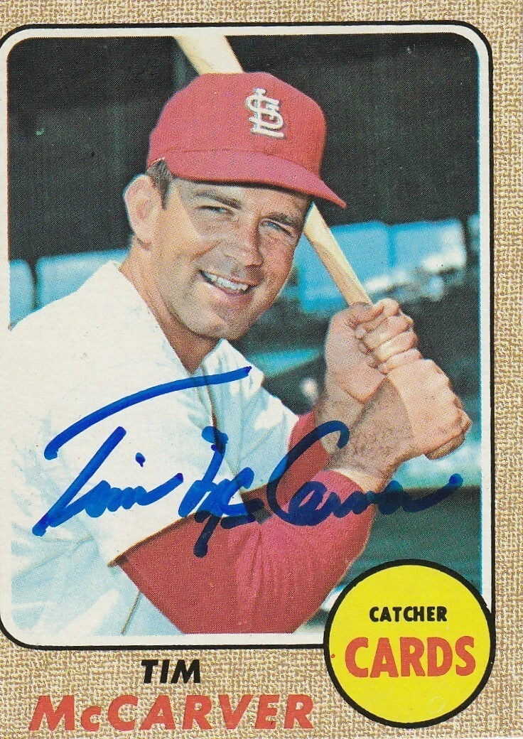 TIM MCCARVER ST. LOUIS CARDINALS  SIGNED 1968 TOPPS CARD #275