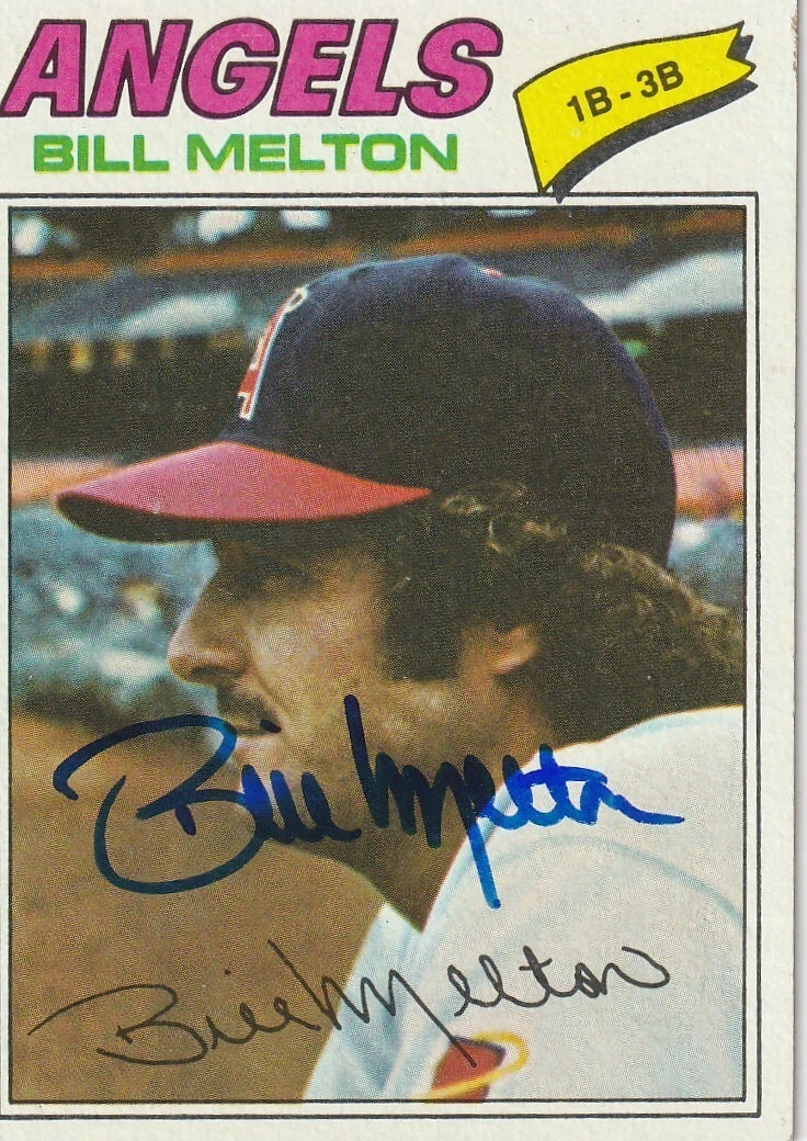 BILL MELTON CALIFORNIA ANGELS  SIGNED 1977 TOPPS CARD #107