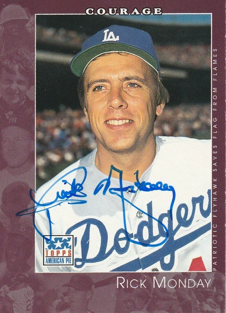 RICK MONDAY LOS ANGELES DODGERS SIGNED 2002 TOPPS AMERICAN PIE CARD #87