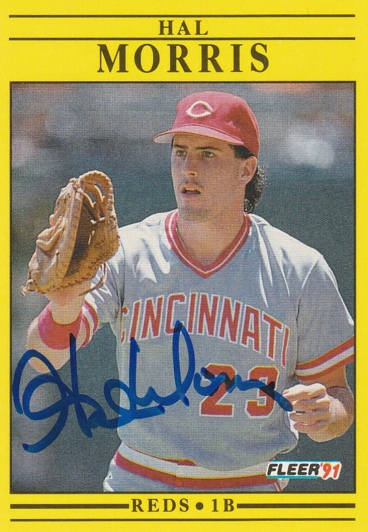 HAL MORRIS  CINCINNATI REDS  SIGNED 1991 FLEER CARD #72