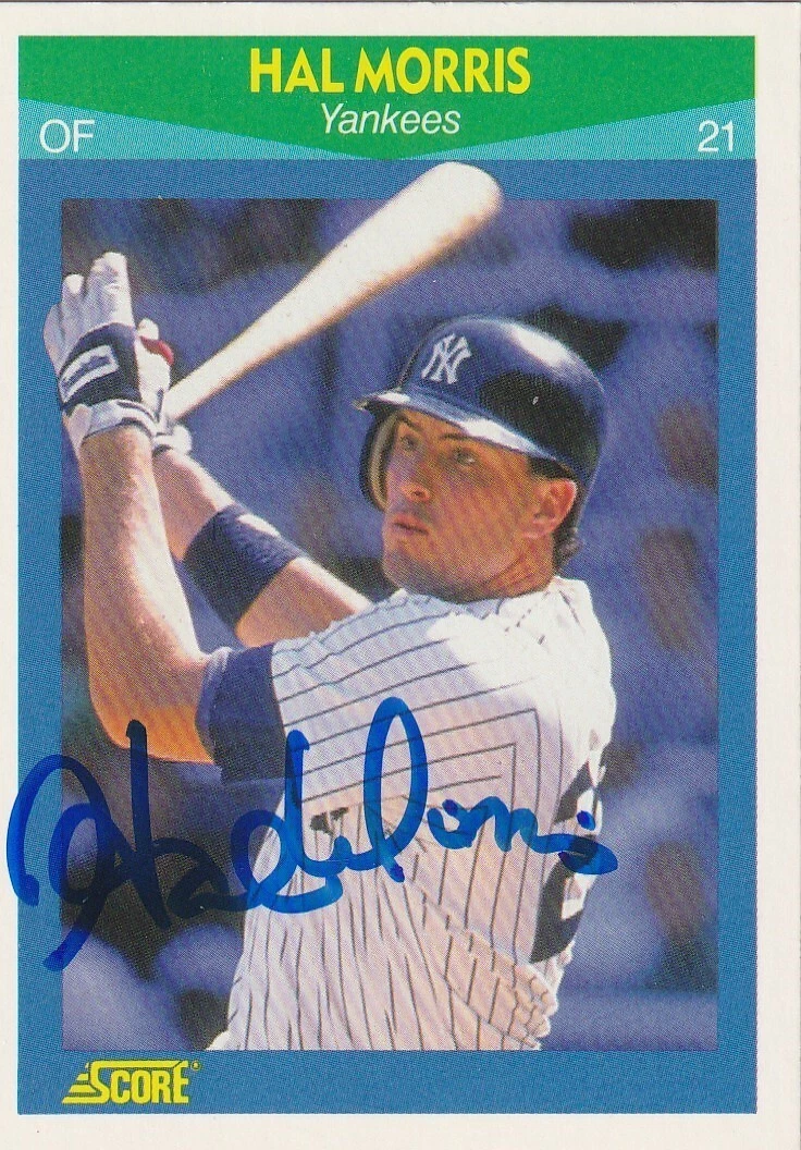 HAL MORRIS NEW YORK YANKEES SIGNED 1990 SCORE RISING STAR CARD #87