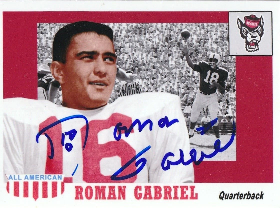 ROMAN GABRIEL NORTH CAROLINA STATE  ALL AMERICAN 1960  SIGNED CUSTOM CARD