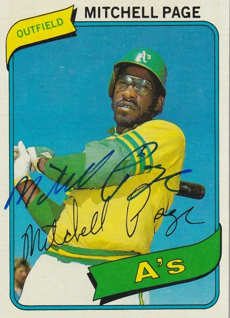 MITCHELL PAGE OAKLAND A'S  SIGNED 1980 TOPPS CARD #586
