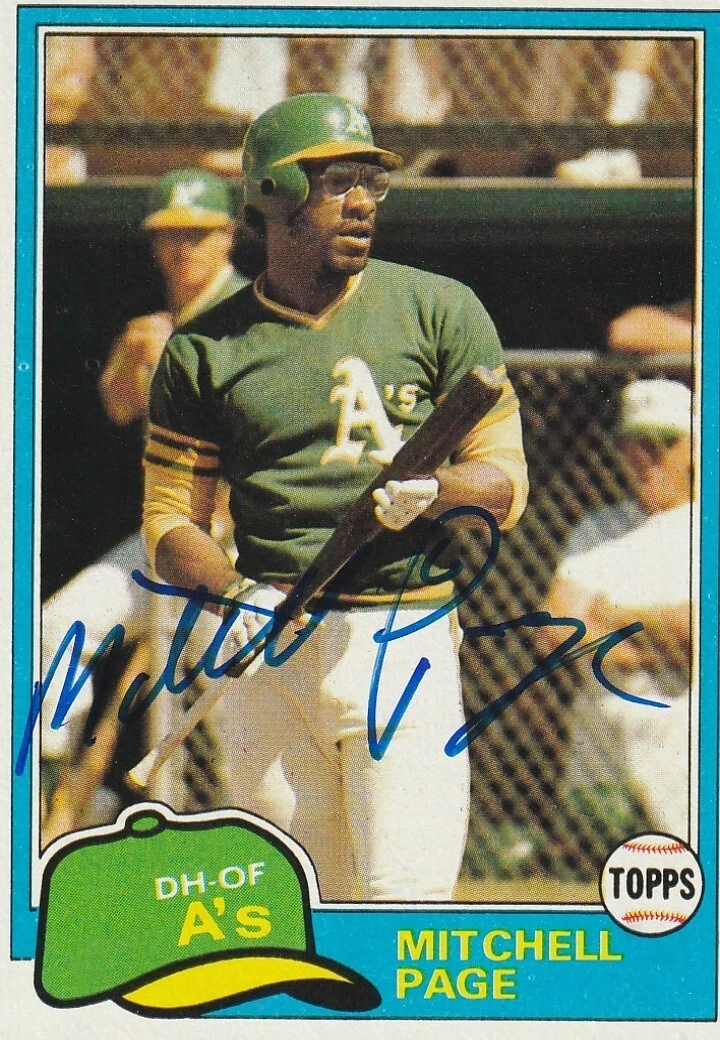 MITCHELL PAGE OAKLAND A'S  SIGNED 1981 TOPPS CARD #35