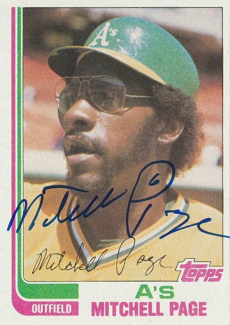 MITCHELL PAGE OAKLAND A'S  SIGNED 1982 TOPPS CARD #633