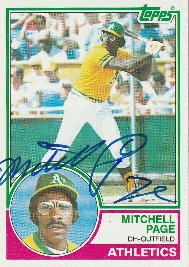 MITCHELL PAGE OAKLAND A'S  SIGNED 1983 TOPPS CARD #737