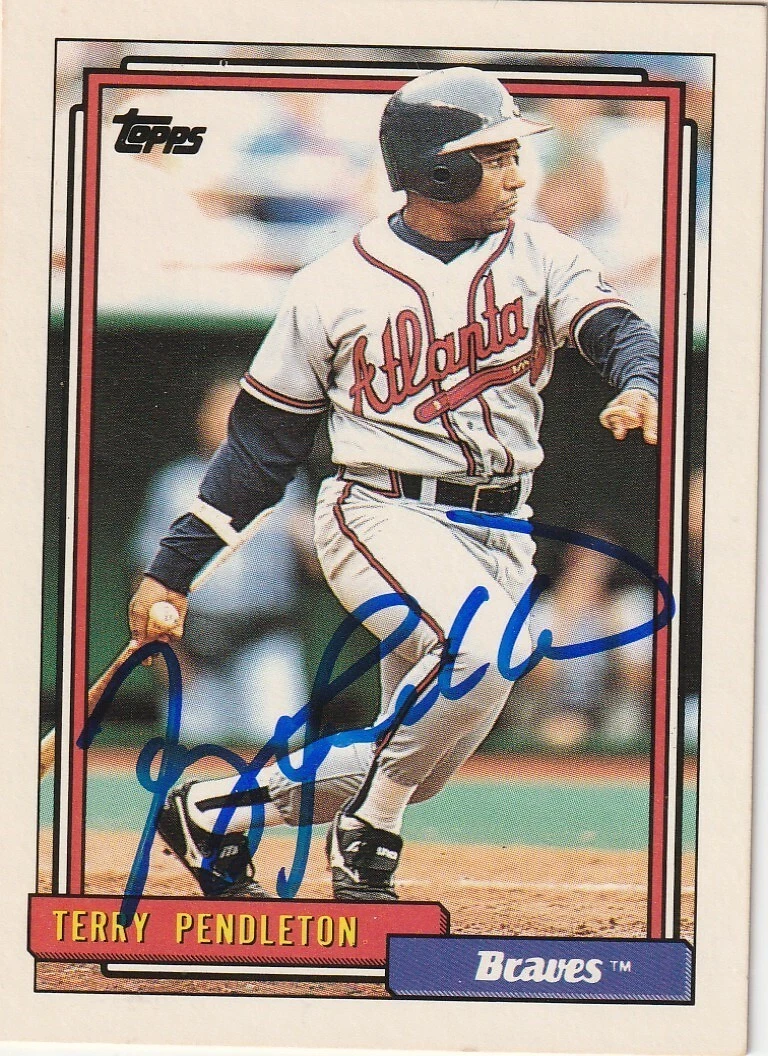 TERRY PENDLETON ATLANTA BRAVES SIGNED 1992 TOPPS CARD #115