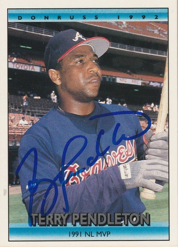 TERRY PENDLETON ATLANTA BRAVES  SIGNED 1992 DONRUSS CARD #BC2