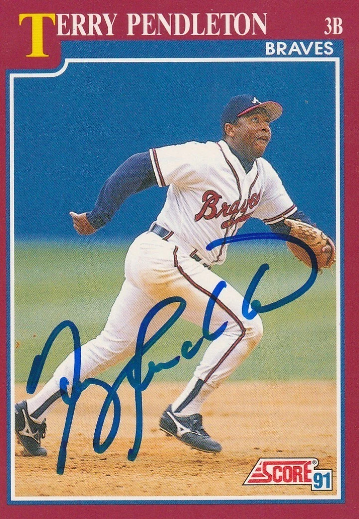 TERRY PENDLETON ATLANTA BRAVES  SIGNED 1991 SCORE TRADED CARD #50T