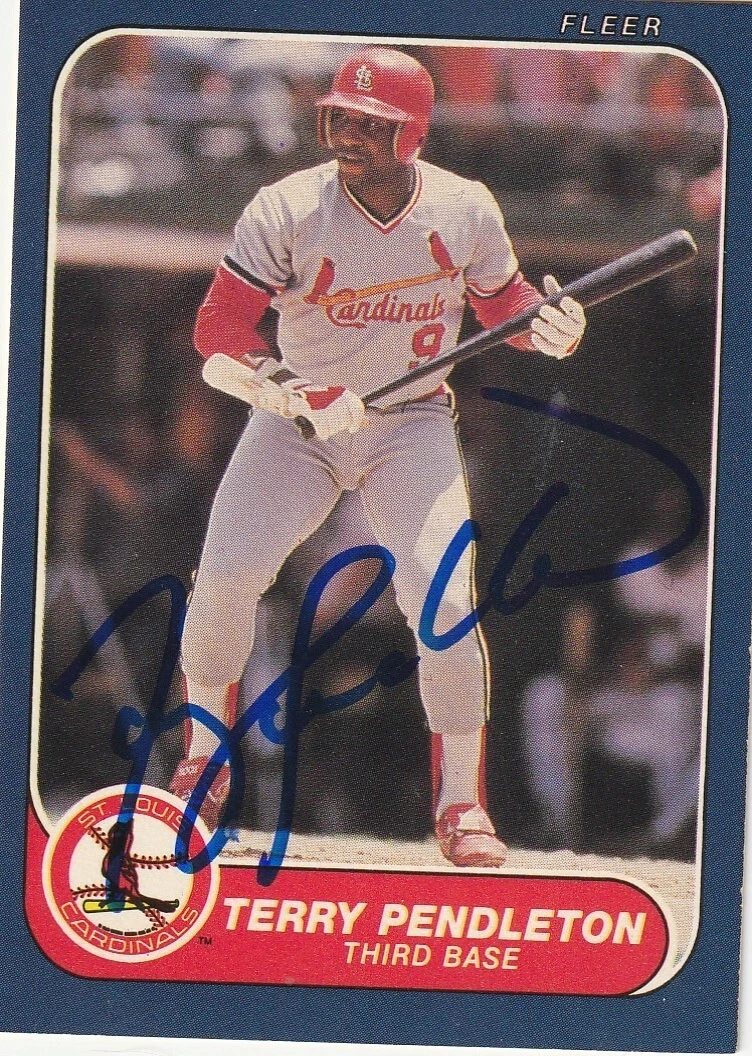 TERRY PENDLETON ST. LOUIS CARDNALS  SIGNED 1986 FLEER CARD #44