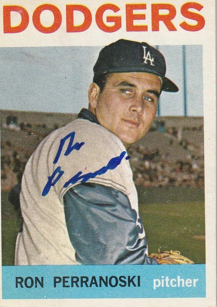 RON PERRANOSKI LOS ANGELES DODGERS  SIGNED 1964 TOPPS CARD #30